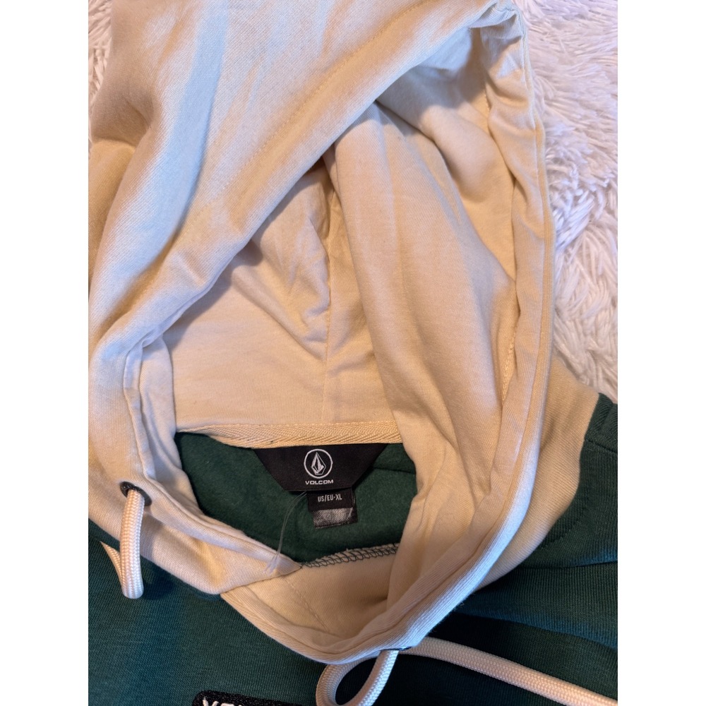 Volcom Mens Foley PO Fleece Hoodie Colorblock Green Cream XL A4102208 - Picture 6 of 6